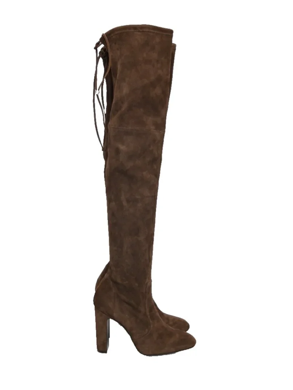$1100 STUART WEITZMAN VIDALAND OVER THE KNEE BROWN SUEDE CHUNKY HEEL 8.5 (PD17)